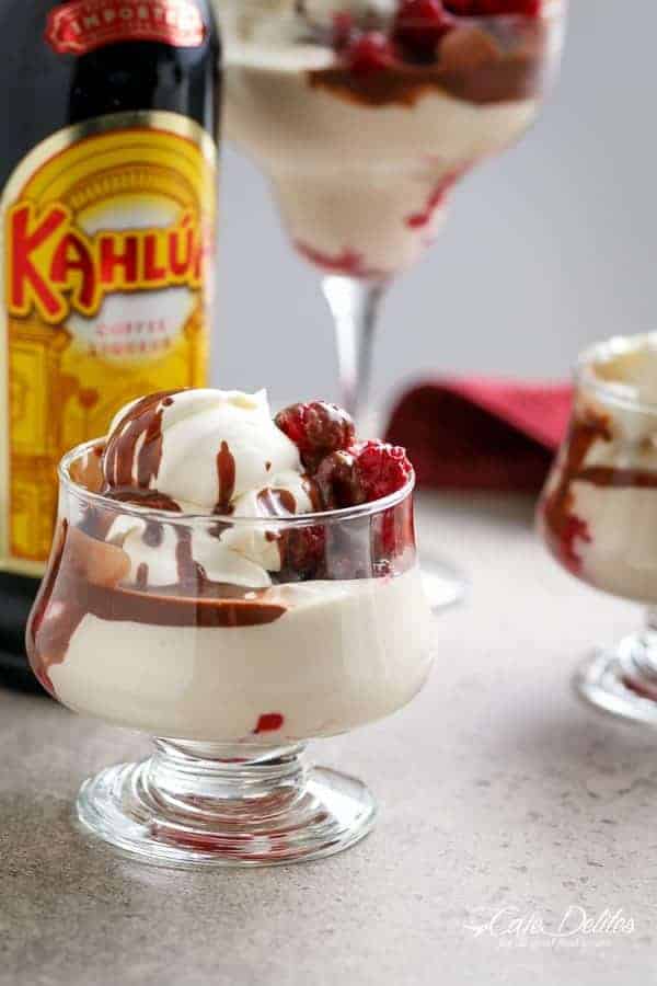 Easy No-Bake Kahlua Raspberry Parfaits Dessert Recipe